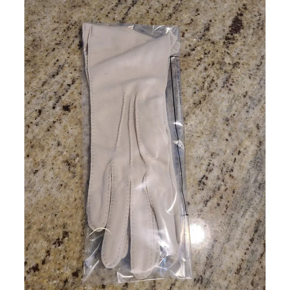 Vintage One Size Beige Formal Nylon Stretch Gloves 10